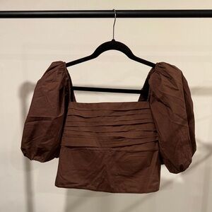 Abercrombie & Fitch Brown Puff Sleeve Blouse